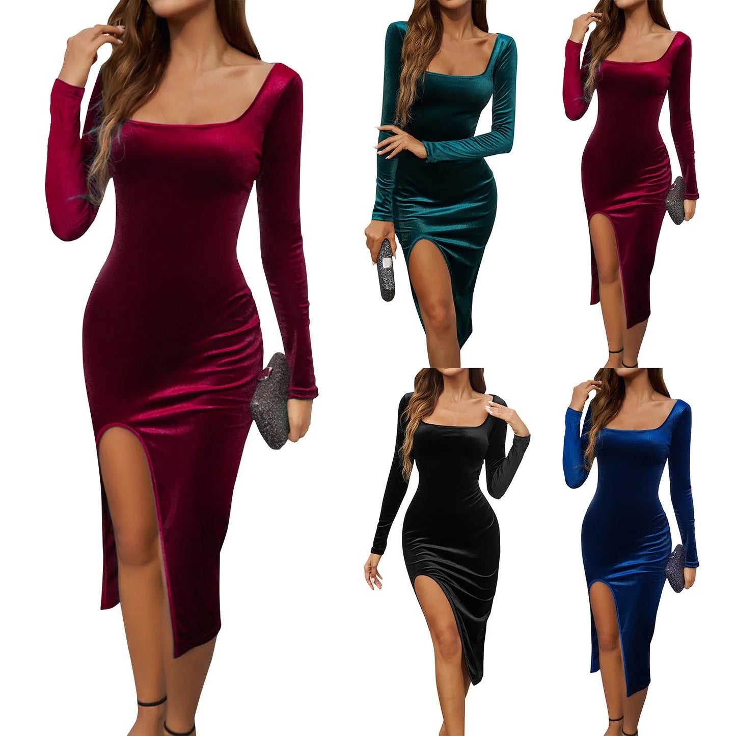Debs Elegant Comfortable Slit Long Sleeved Dress