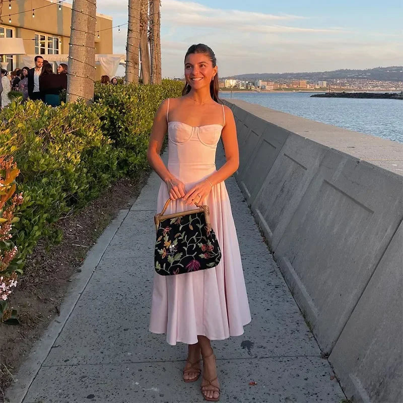 Debs Elegant Solid Chest Vintage Swing Dress