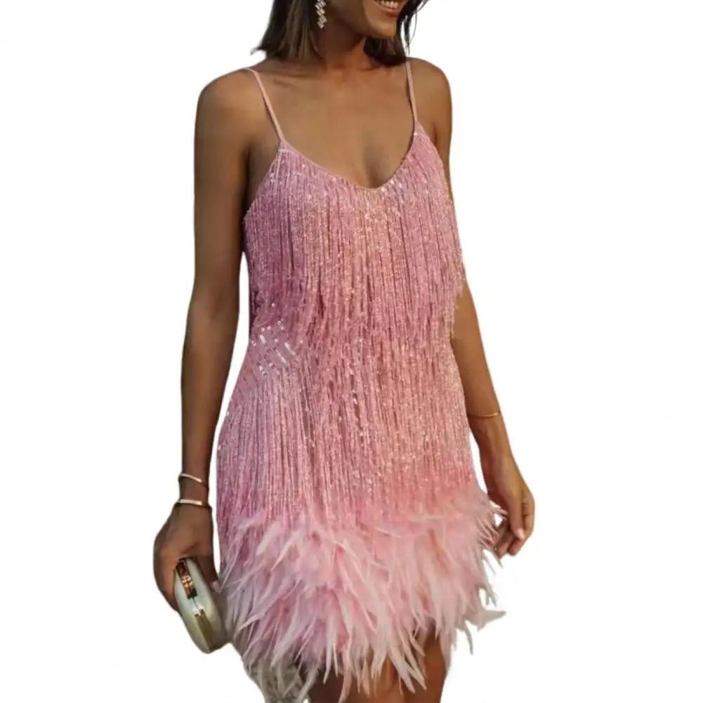 Debs Elegant Sequin Tassel Dress