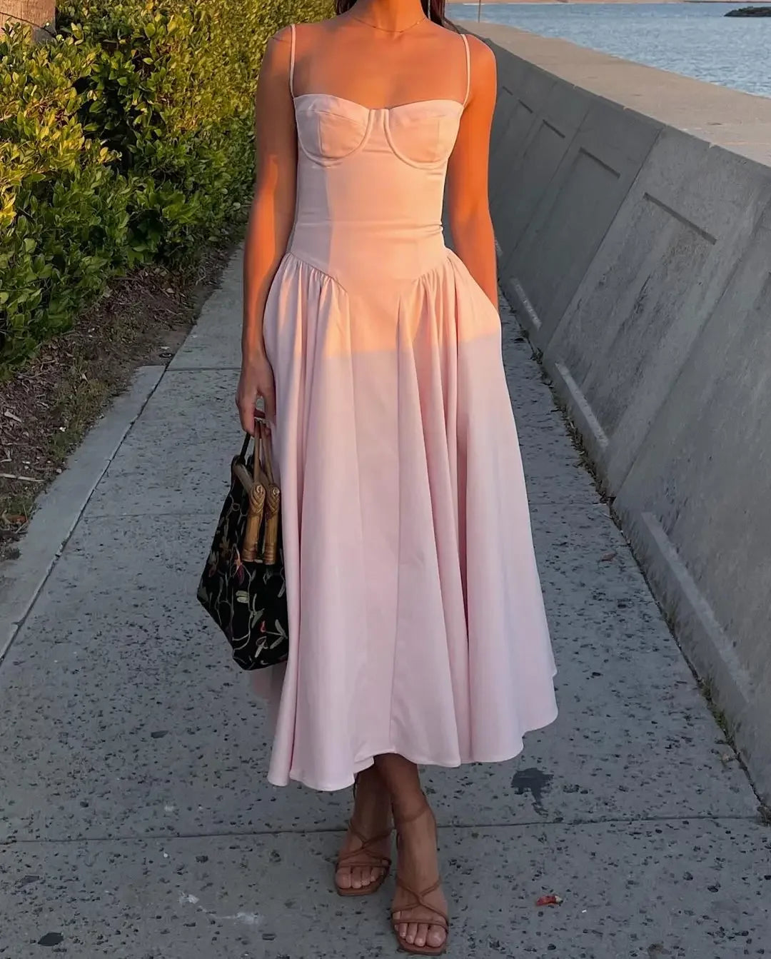 Debs Elegant Solid Chest Vintage Swing Dress