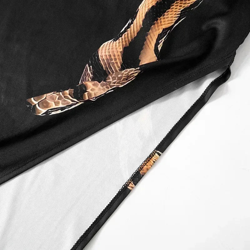 Debs Elegant Cut Out Snake Print Long Dress