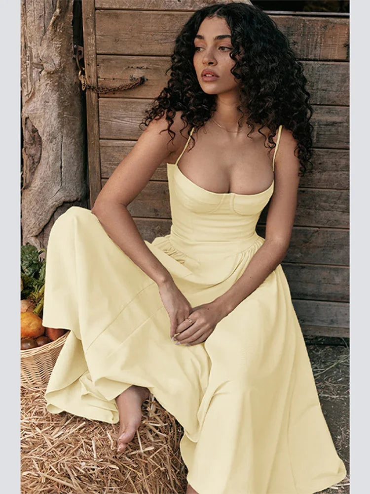 Debs Elegant Solid Chest Vintage Swing Dress