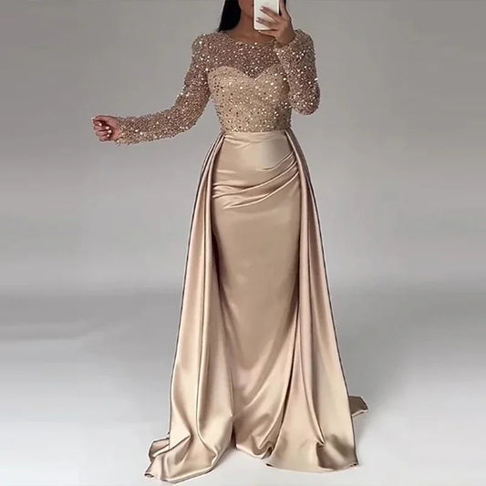 Debs Elegant Long Sleeved Sequin Gown Dress