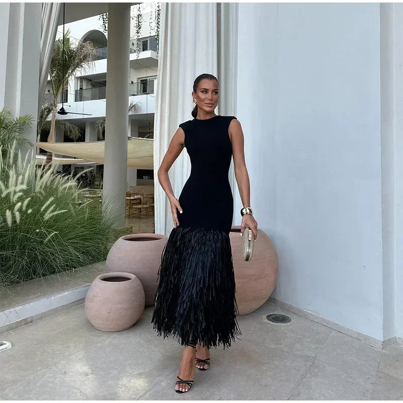 Debs Tassels Knit Midi Dress