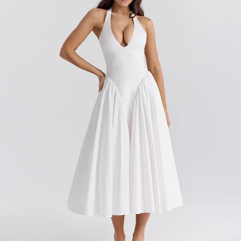 Debs Vintage Monroe Pleated High Waist Maxi Dress