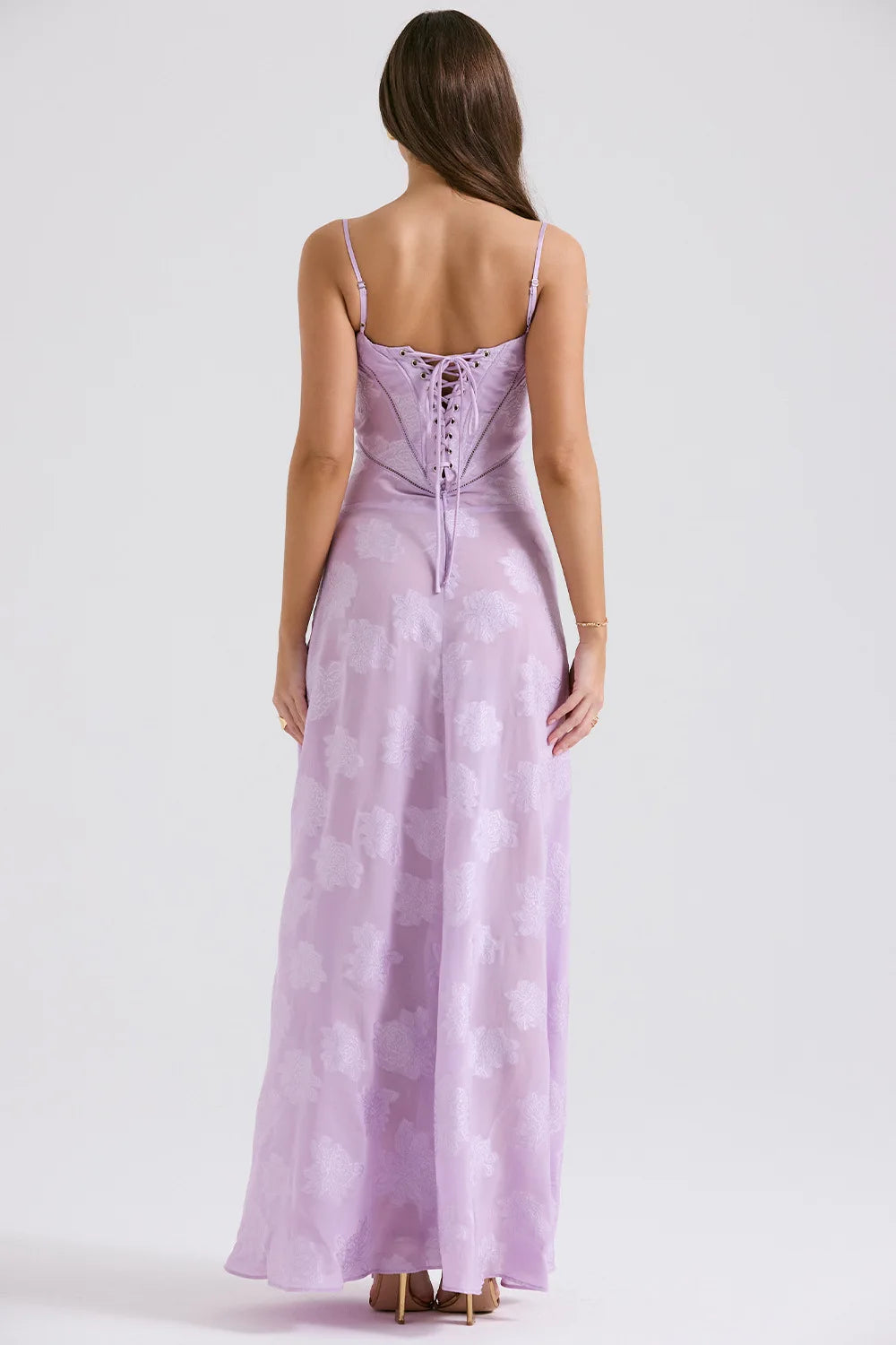 Debs Elegant Floral Print Spaghetti Strap Maxi Dress