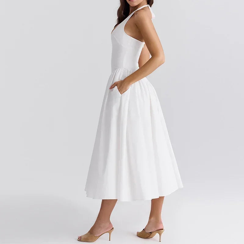 Debs Vintage Monroe Pleated High Waist Maxi Dress