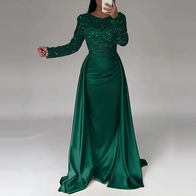 Debs Elegant Long Sleeved Sequin Gown Dress