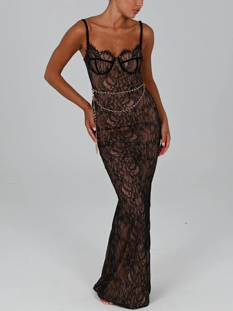 Debs Elegant Lace Maxi Dress