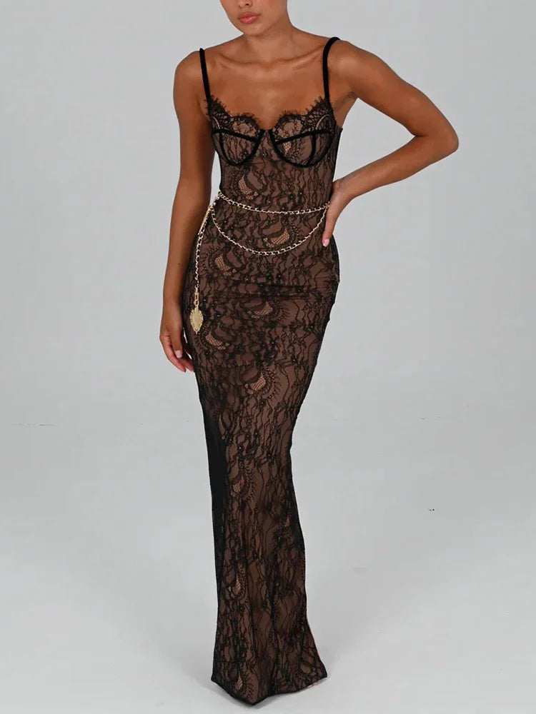 Debs Elegant Lace Maxi Dress
