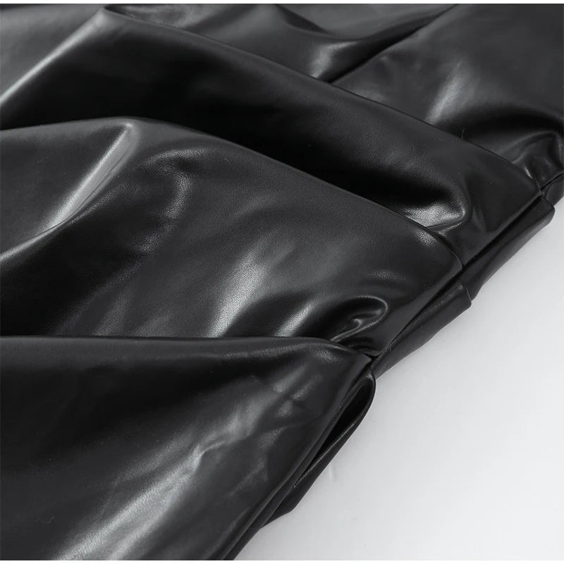 Debs Sexy Pu Leather Strapless Dress