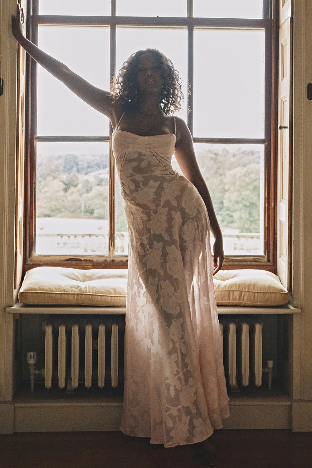 Debs Elegant Floral Print Spaghetti Strap Maxi Dress
