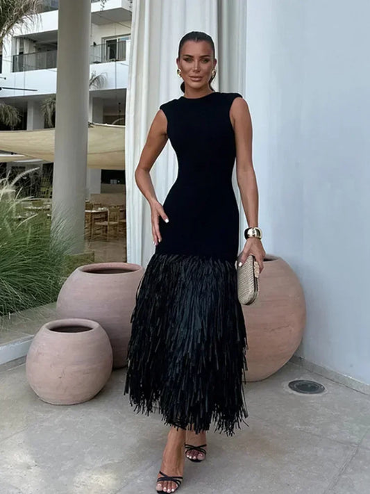 Debs Tassels Knit Midi Dress