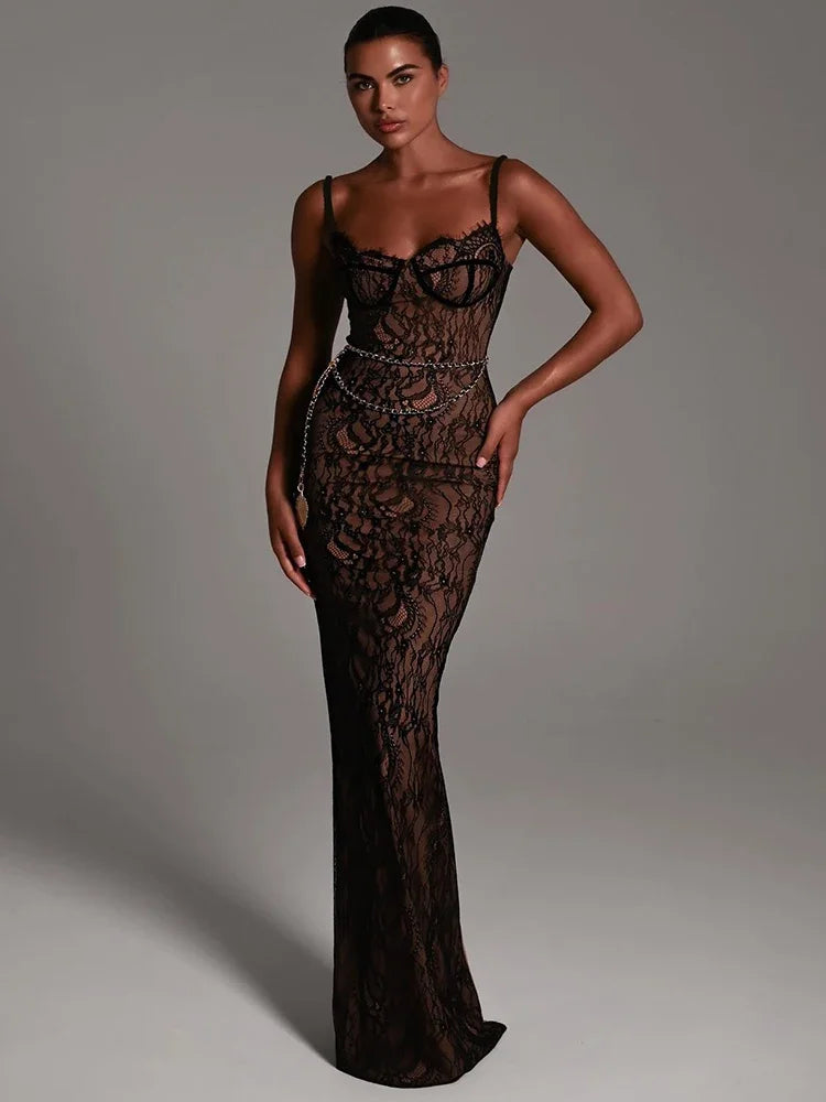 Debs Elegant Lace Maxi Dress