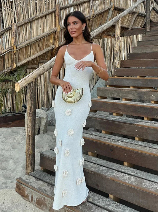 Debs Elegant 3D Flower Sling Maxi Dress