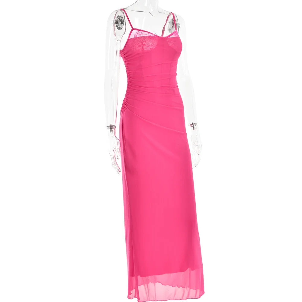 Debs Elegant Lace Slip Backless Long Dress