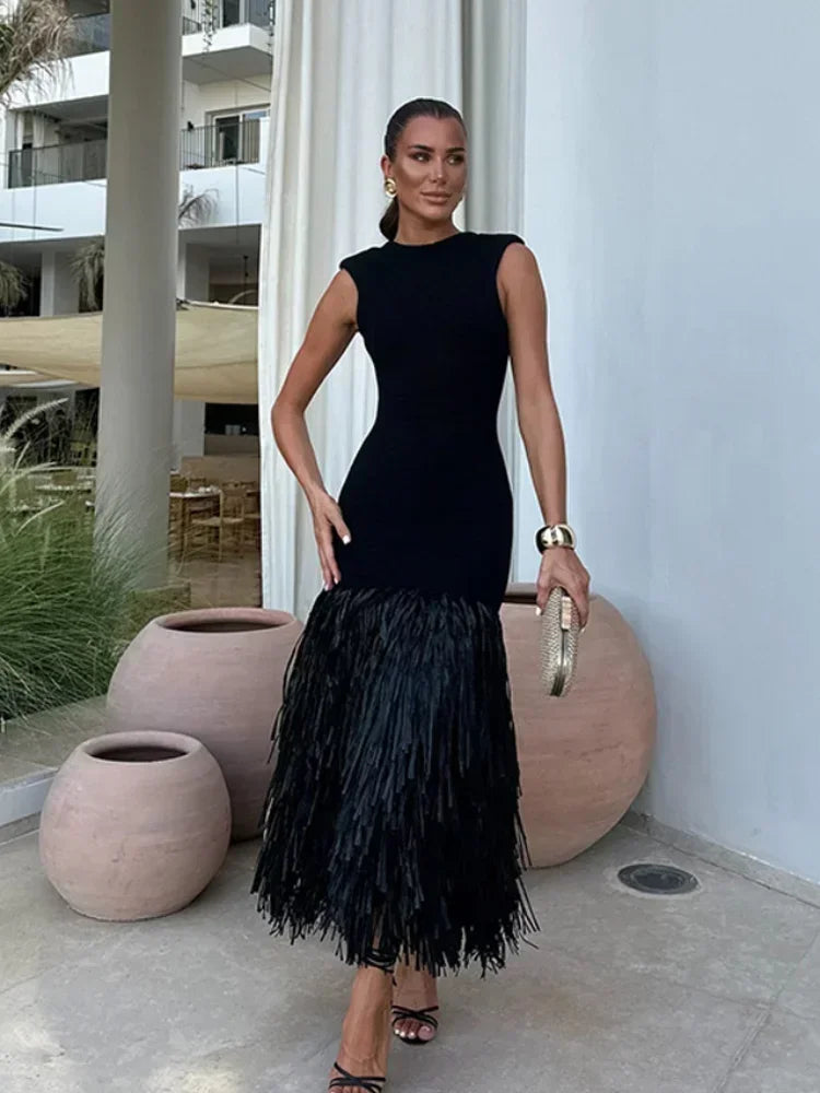 Debs Tassels Knit Midi Dress