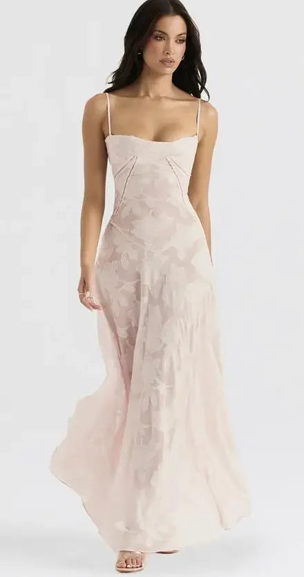 Debs Elegant Floral Print Spaghetti Strap Maxi Dress