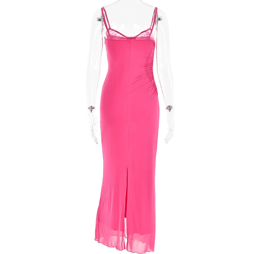 Debs Elegant Lace Slip Backless Long Dress