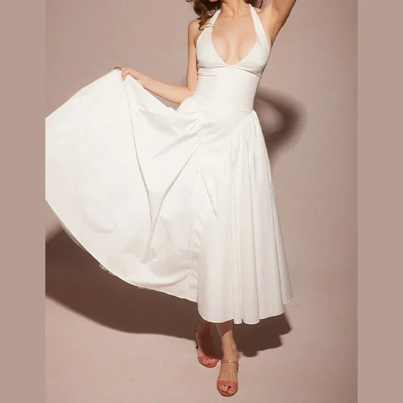 Debs Vintage Monroe Pleated High Waist Maxi Dress