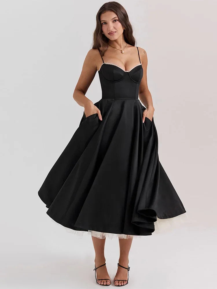 Debs Double Layer Mesh Vintage Midi Dress
