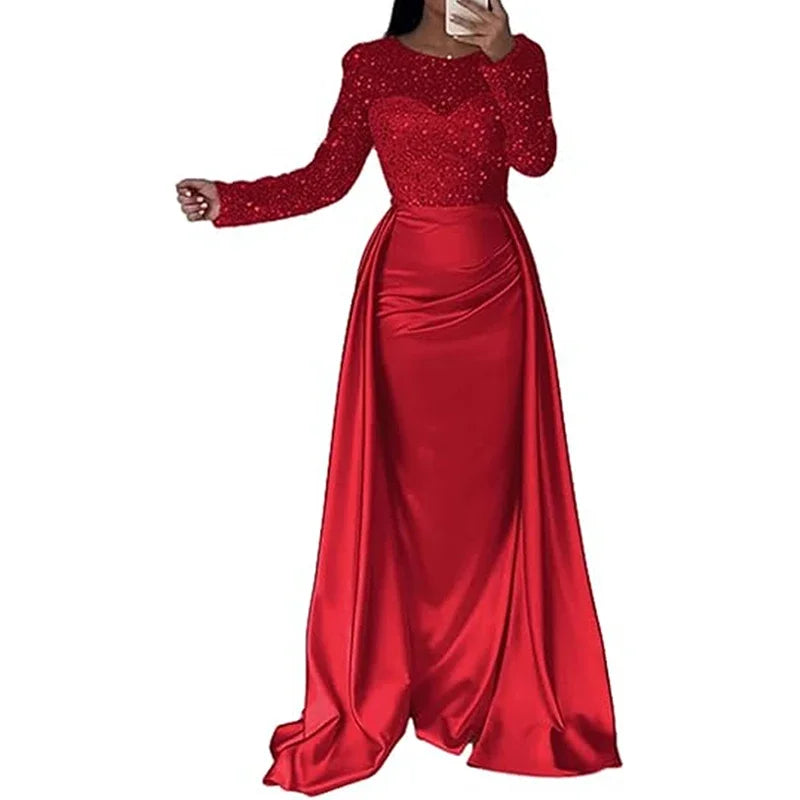 Debs Elegant Long Sleeved Sequin Gown Dress