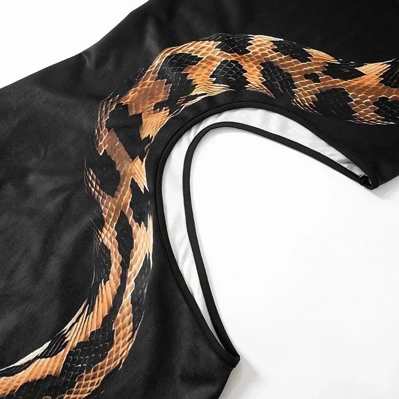 Debs Elegant Cut Out Snake Print Long Dress