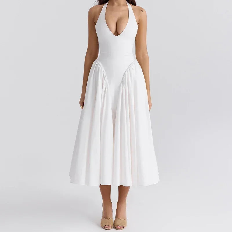 Debs Vintage Monroe Pleated High Waist Maxi Dress