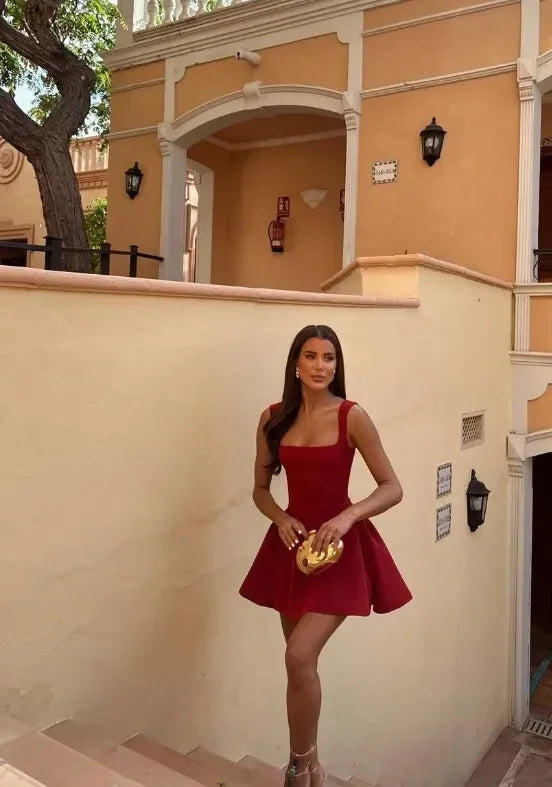 Debs Unique Square Neck Mini Dresses