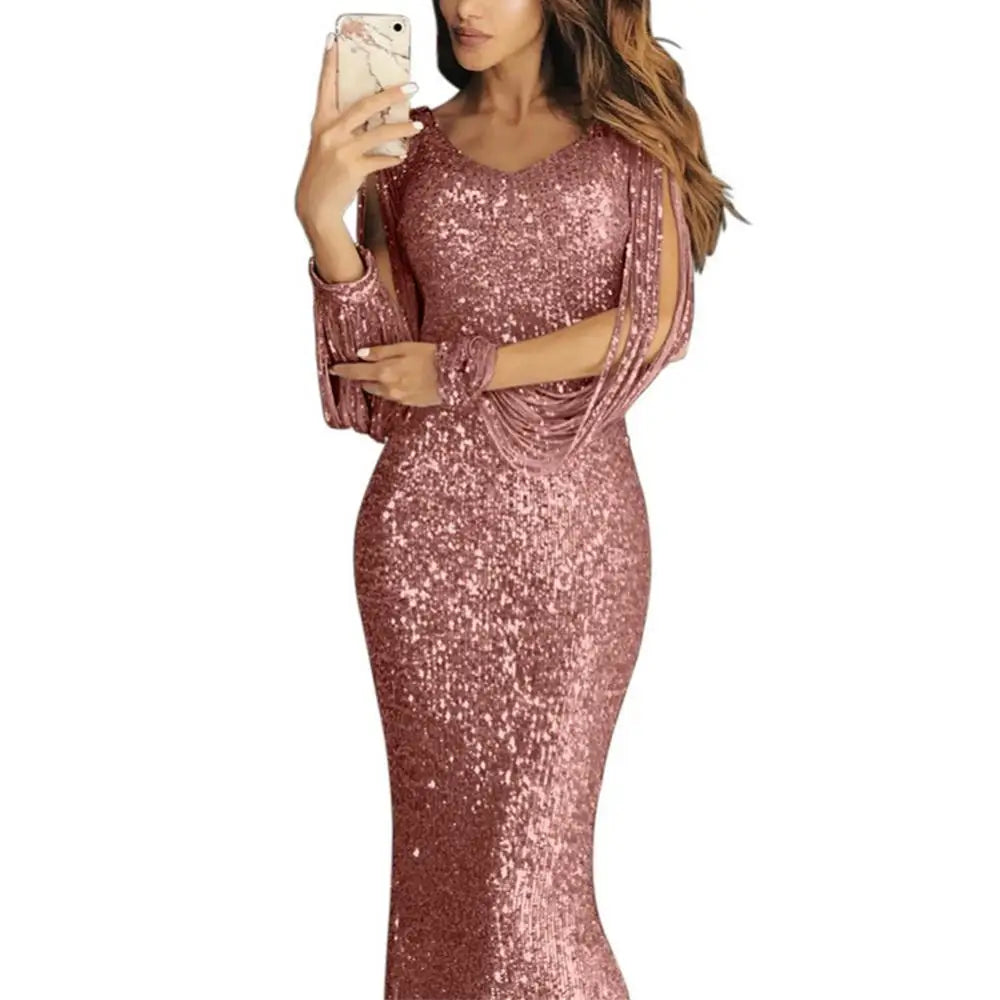 Debs Elegant Ladies Sleeve Sequined Dress