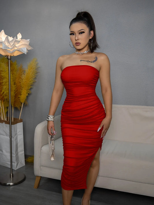 Debs Strapless Slit Bodycon Dress