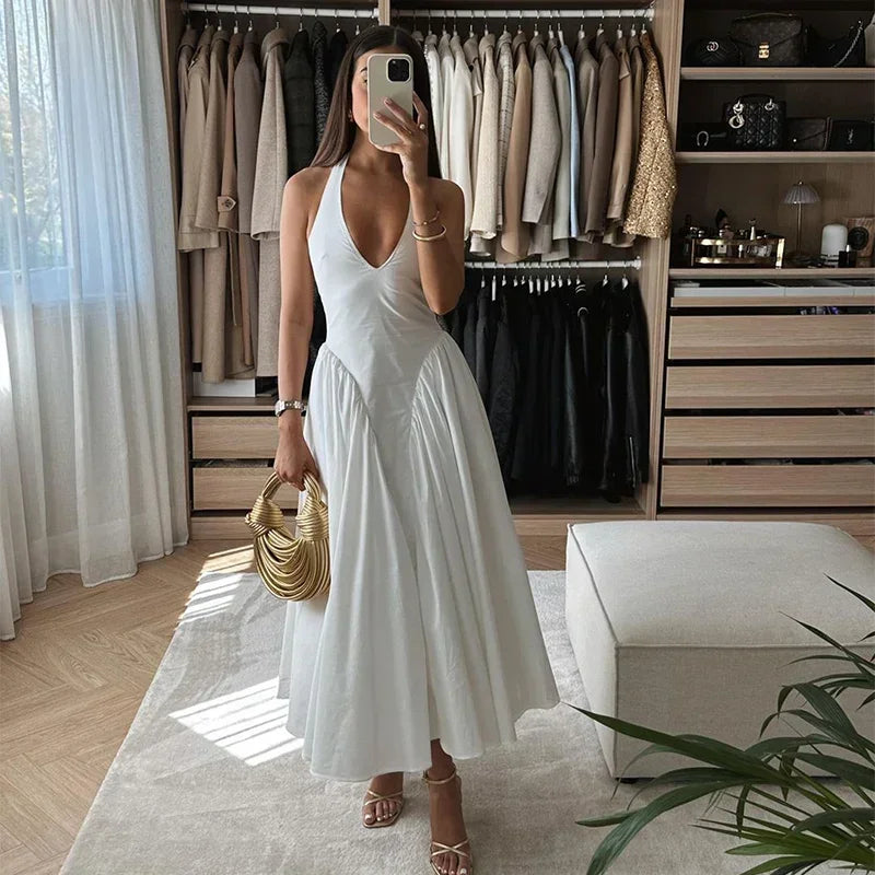 Debs Vintage Monroe Pleated High Waist Maxi Dress