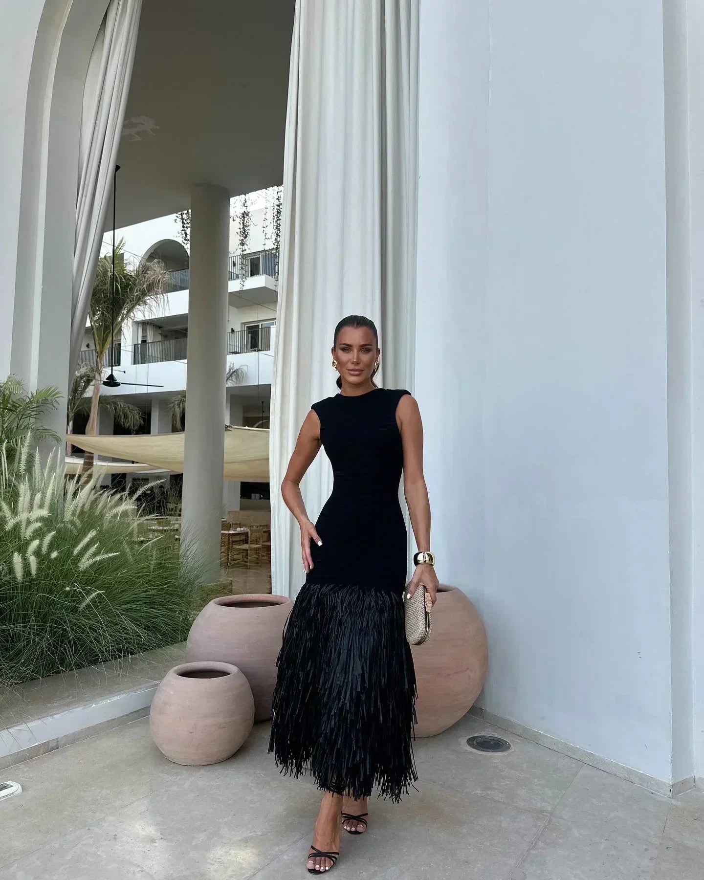 Debs Tassels Knit Midi Dress