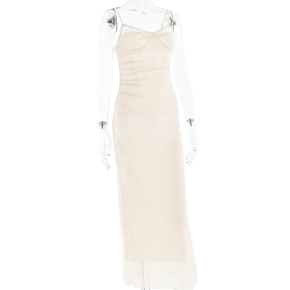 Debs Elegant Lace Slip Backless Long Dress