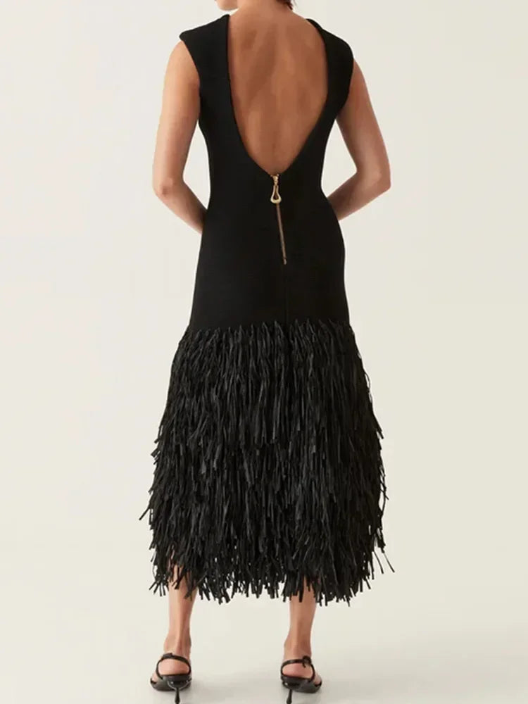 Debs Tassels Knit Midi Dress