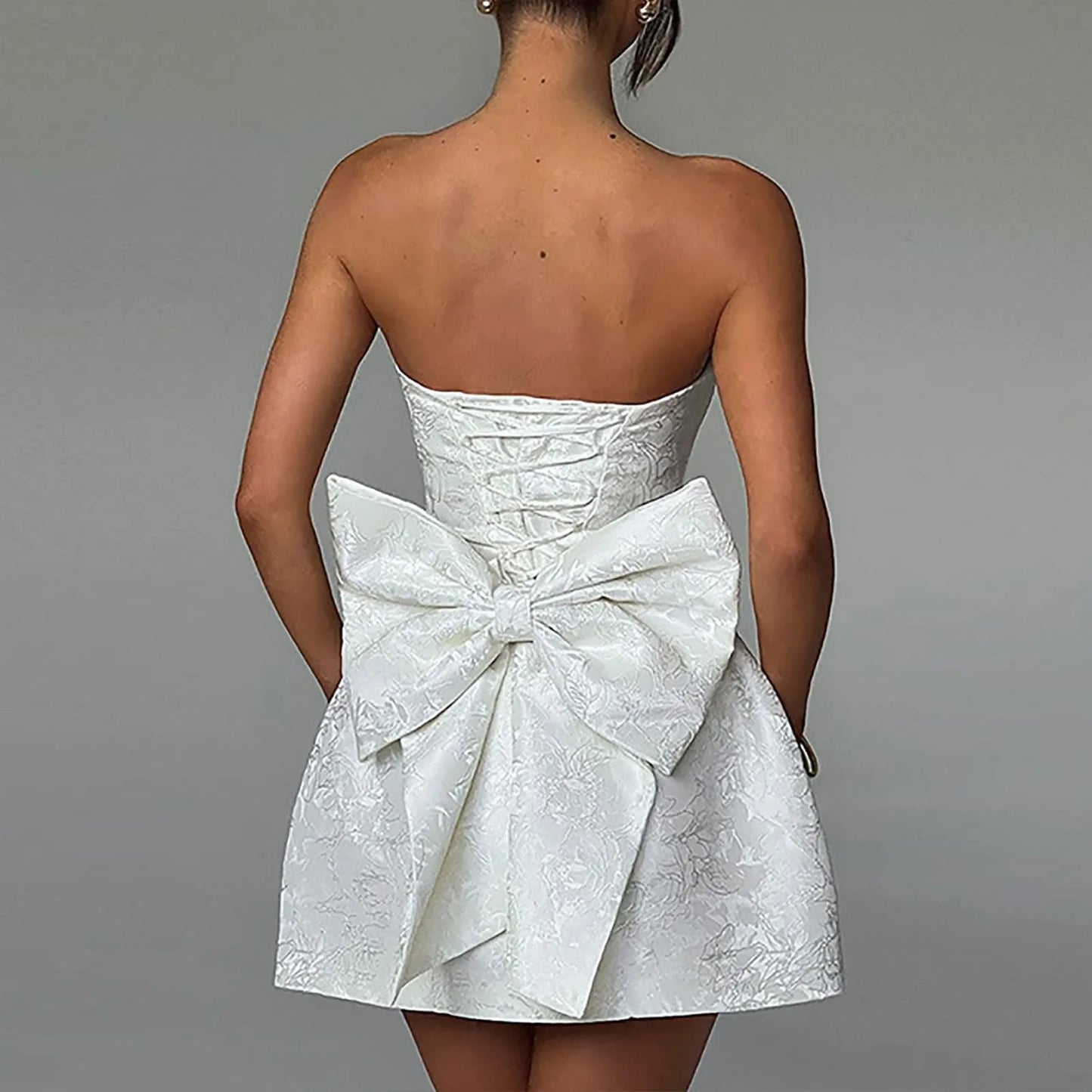 Debs Unique Bustier Bow Mini Dress
