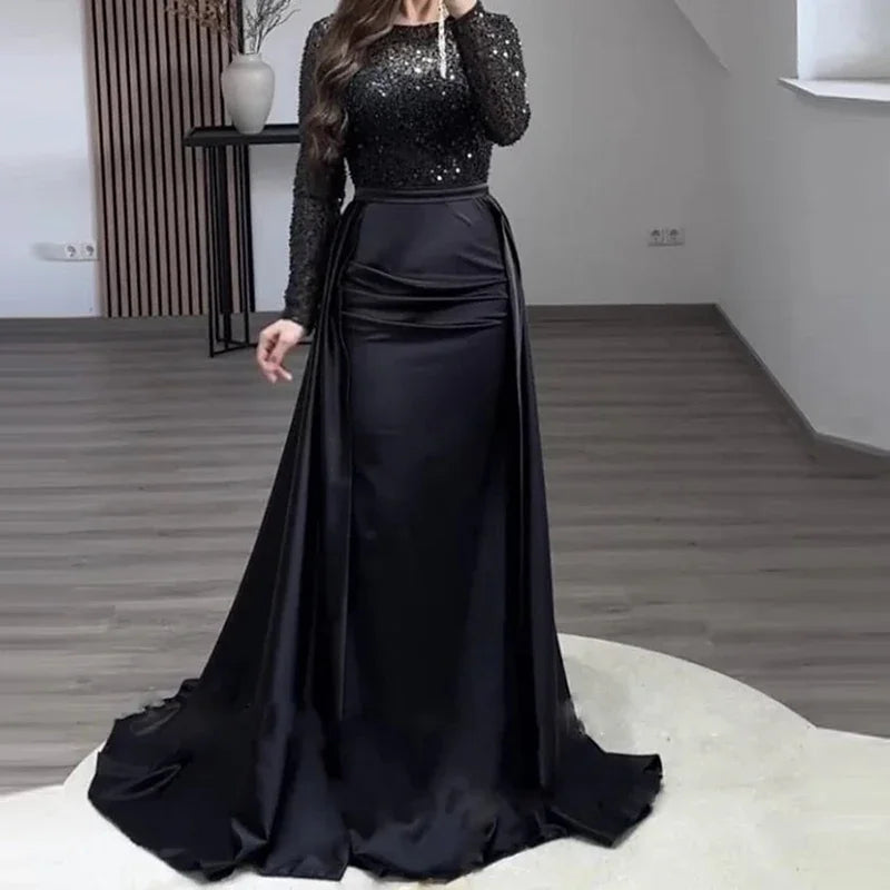 Debs Elegant Long Sleeved Sequin Gown Dress