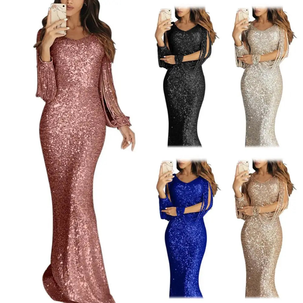 Debs Elegant Ladies Sleeve Sequined Dress
