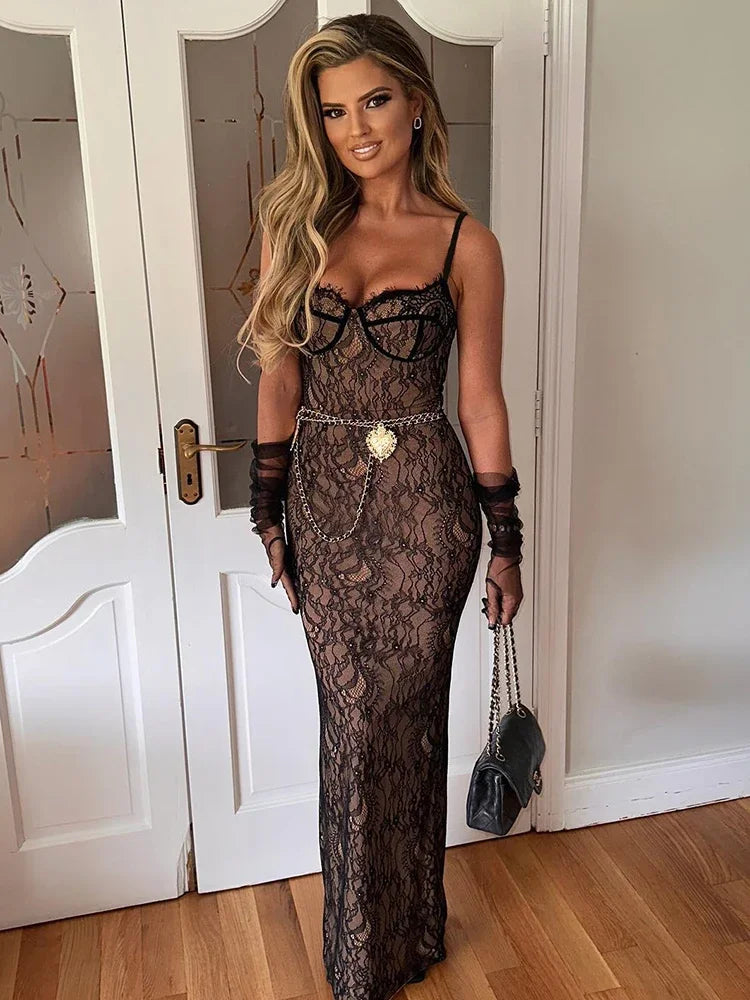 Debs Elegant Lace Maxi Dress
