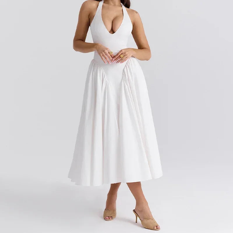 Debs Vintage Monroe Pleated High Waist Maxi Dress