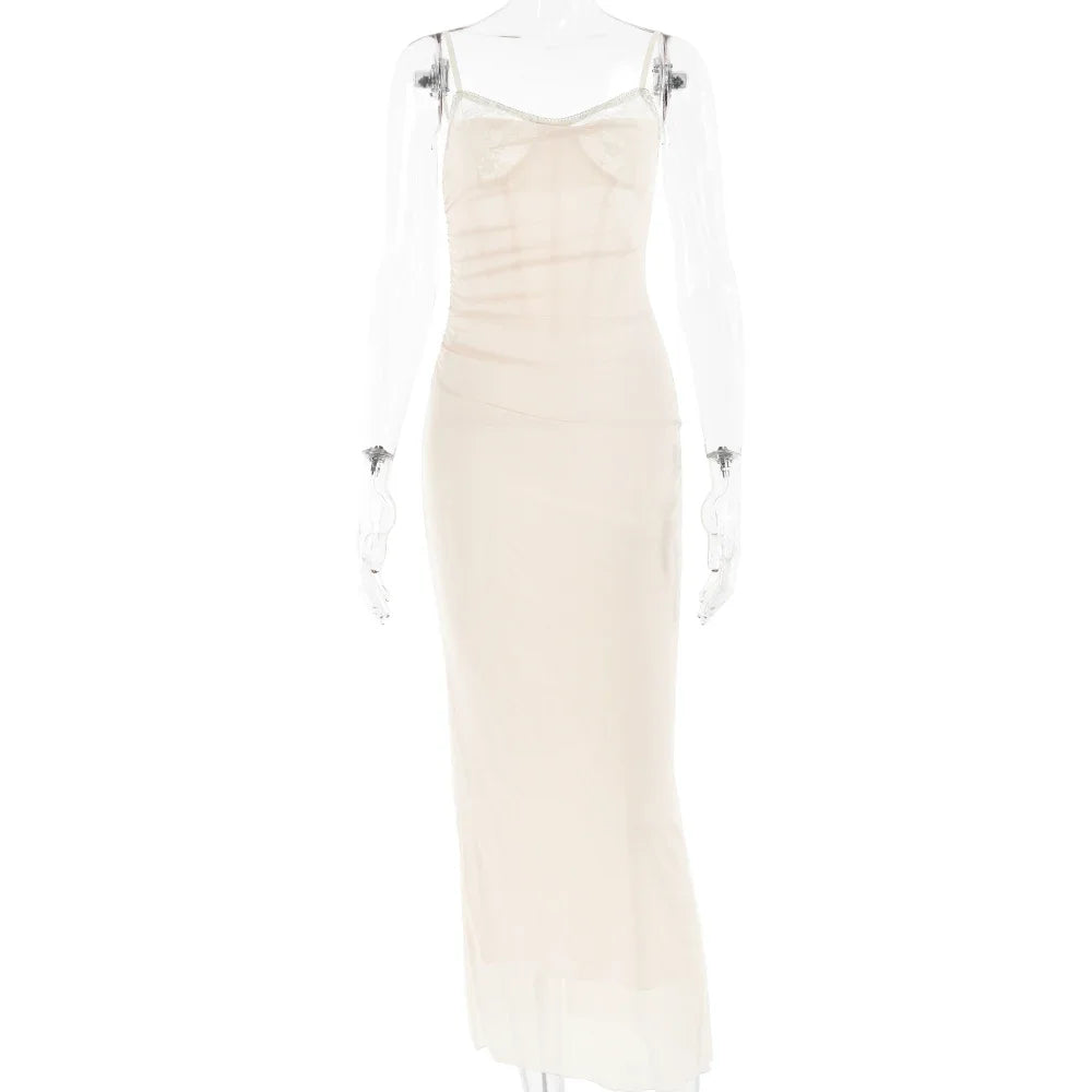 Debs Elegant Lace Slip Backless Long Dress