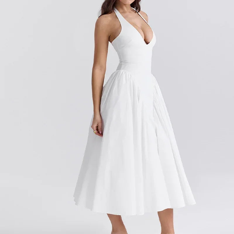 Debs Vintage Monroe Pleated High Waist Maxi Dress