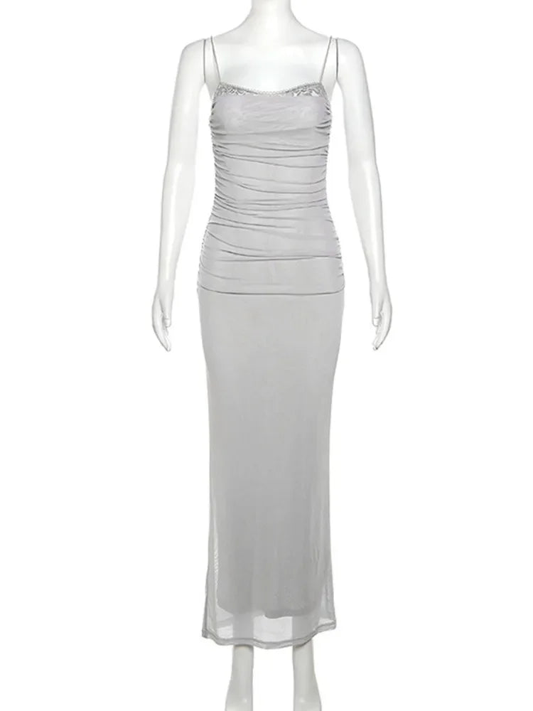 Debs Elegant Lace Slip Backless Long Dress