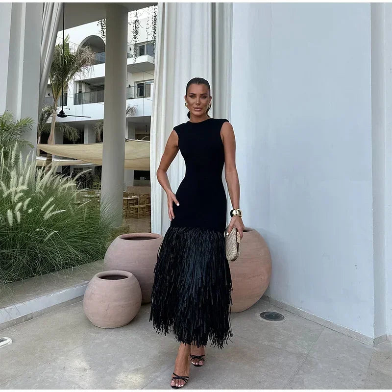 Debs Tassels Knit Midi Dress