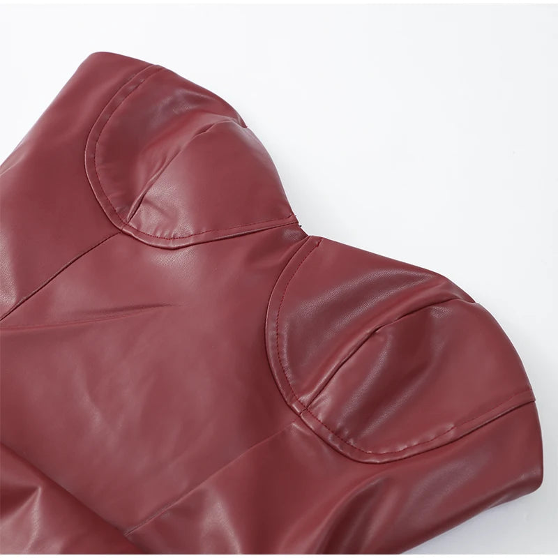 Debs Sexy Pu Leather Strapless Dress
