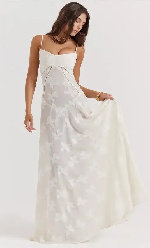Debs Elegant Floral Print Spaghetti Strap Maxi Dress