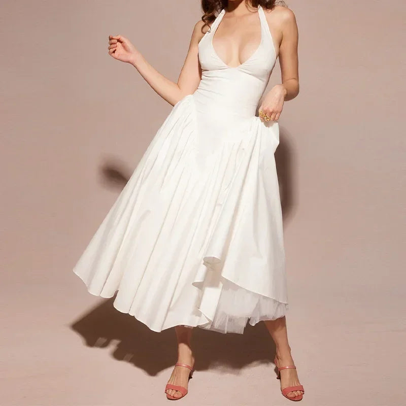 Debs Vintage Monroe Pleated High Waist Maxi Dress