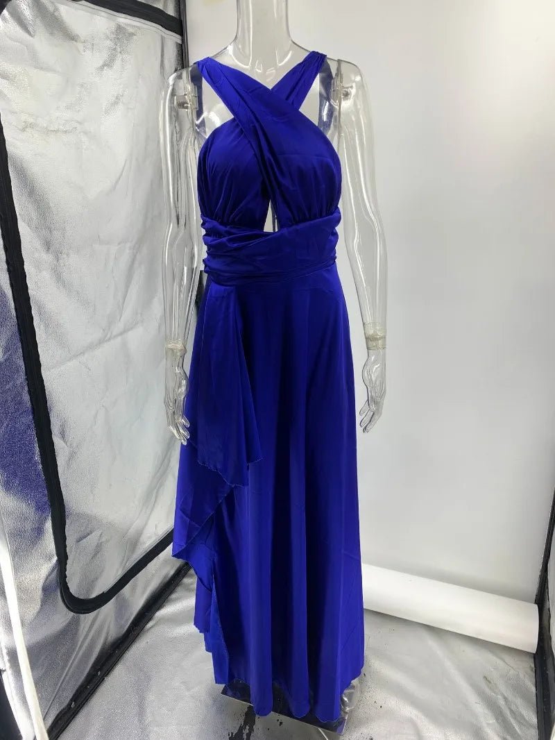 Debs Sleeveless Ruffle Slit Evening Floor Length Dress
