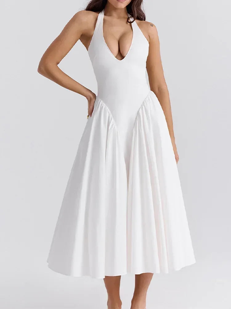 Debs Vintage Monroe Pleated High Waist Maxi Dress