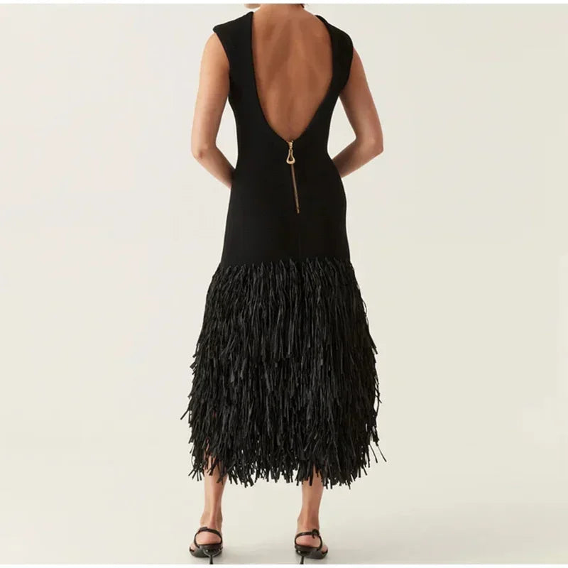 Debs Tassels Knit Midi Dress